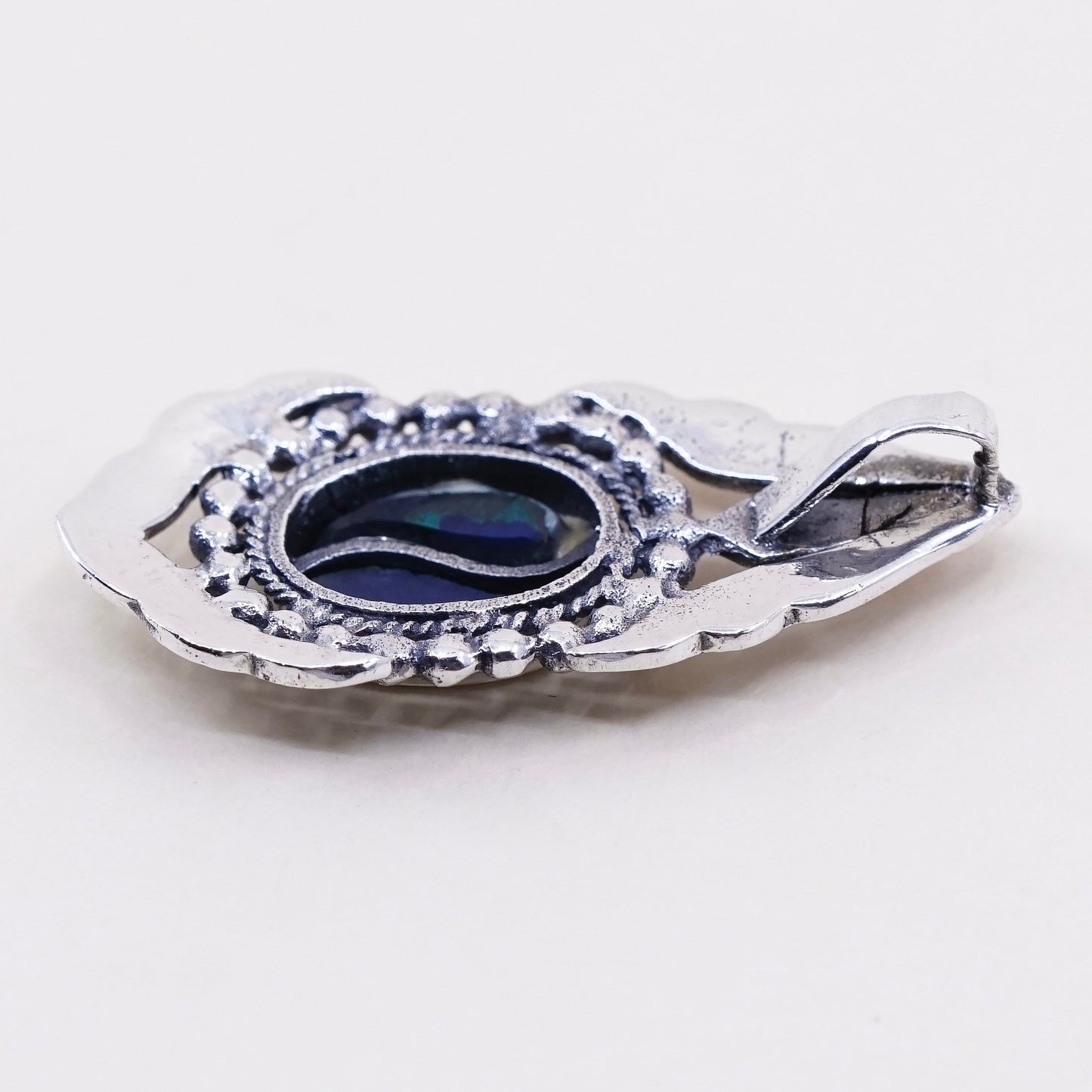 Vintage sterling 925 silver handmade pendant with turquoise and beads