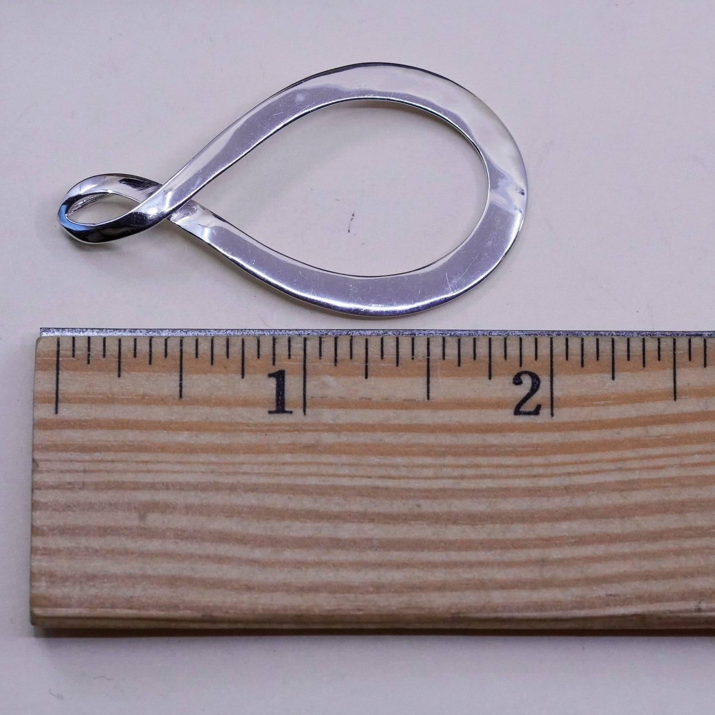 Vintage Sterling 925 silver handmade entwined teardrop pendant