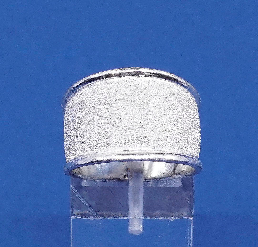 sz 7.25, Sterling silver handmade ring, unique 925 wide band w/ Matt surface