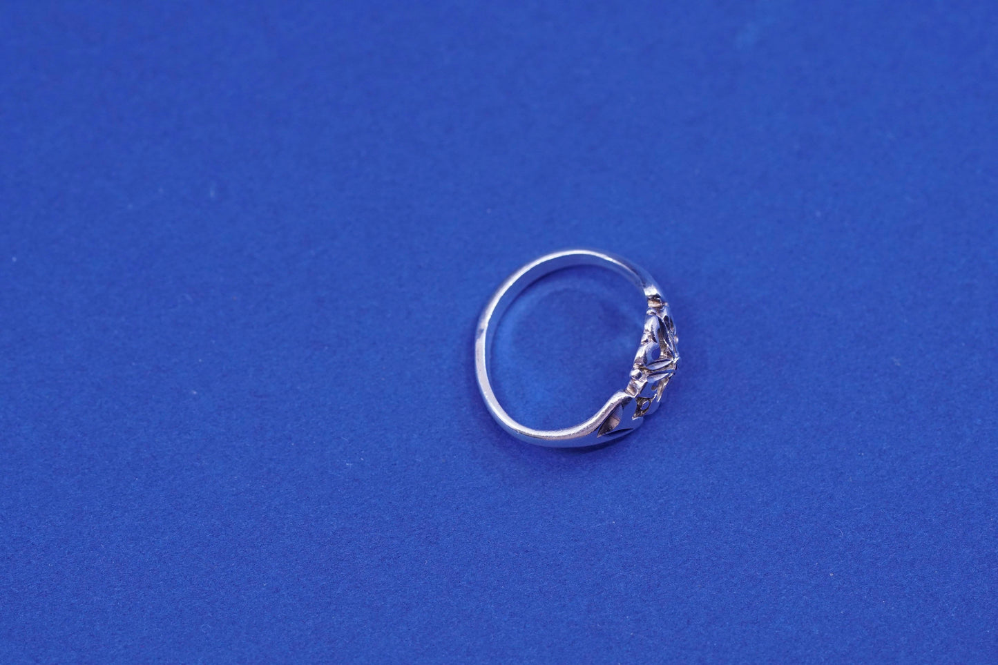 Size 6.5, vintage sterling silver handmade ring, 925 filigree heart band