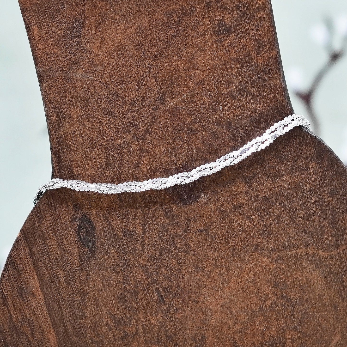 7”, sterling silver snake chain, woven braided S link bracelet 925 Italy silver