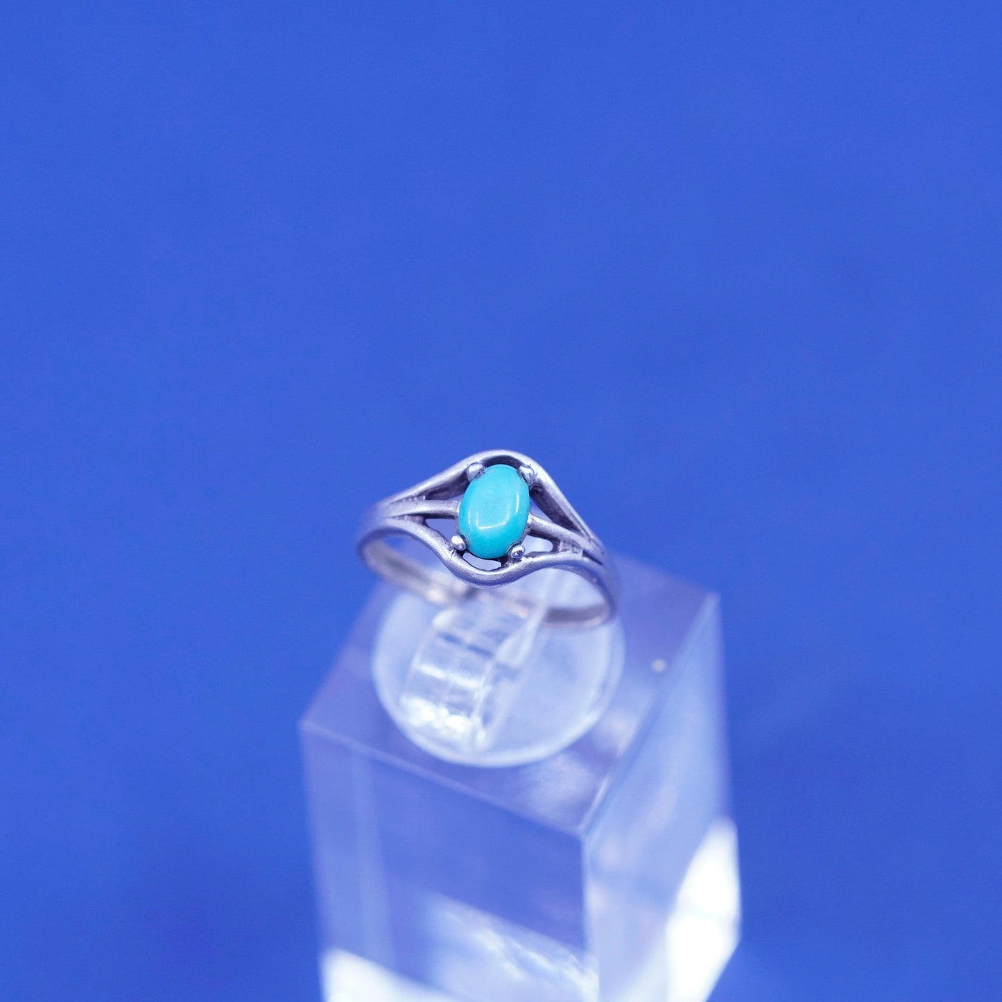 Size 4, vintage Sterling silver handmade ring with turquoise, Native American