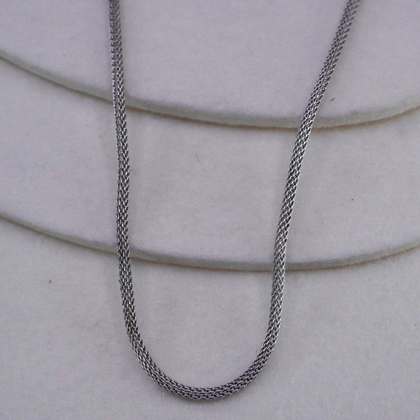 18” 3mm,, vintage Sterling 925 silver handmade mesh chain necklace