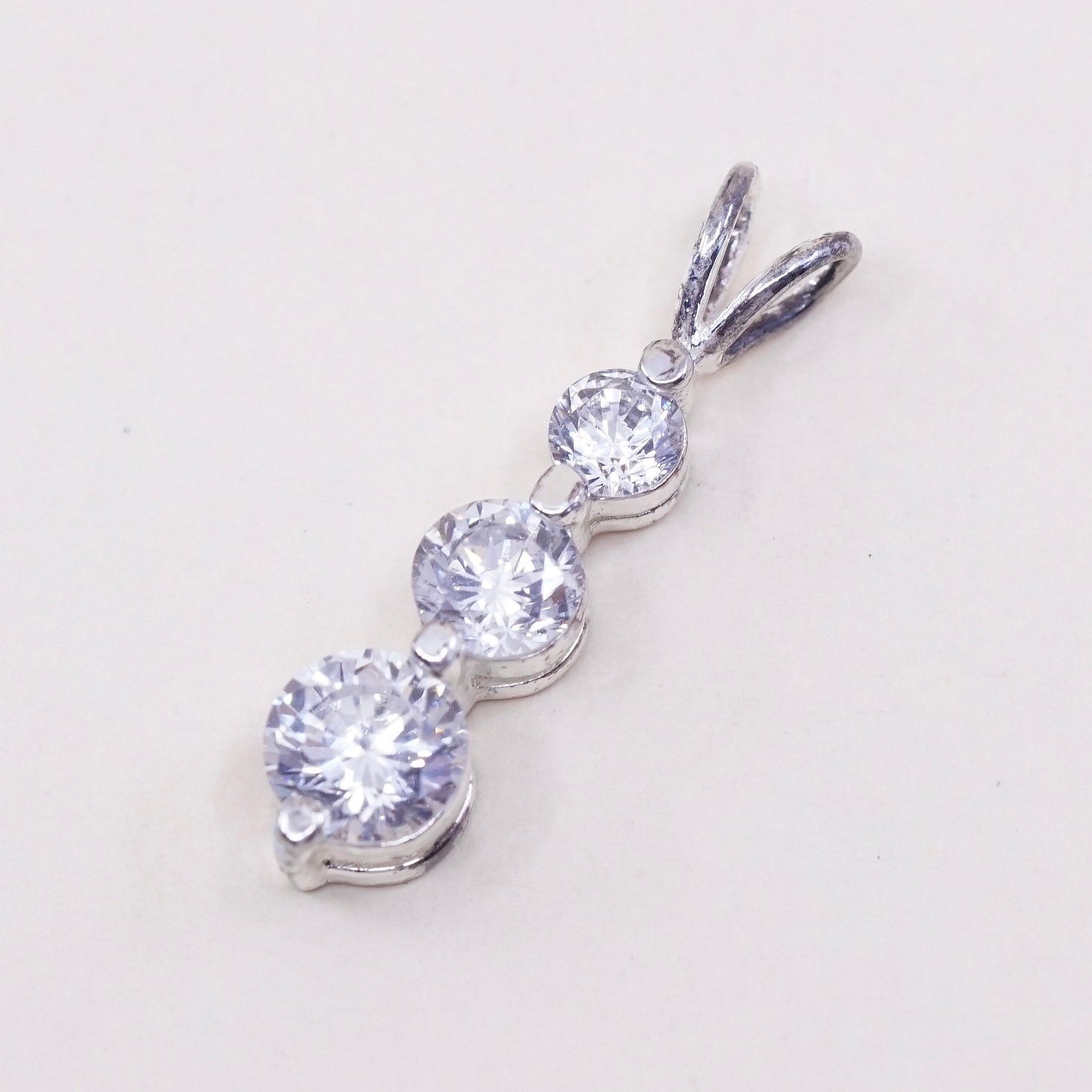Vintage sterling silver cz crystal pendant, 925 pendant