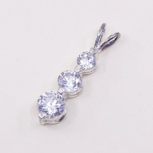 Vintage sterling silver cz crystal pendant, 925 pendant