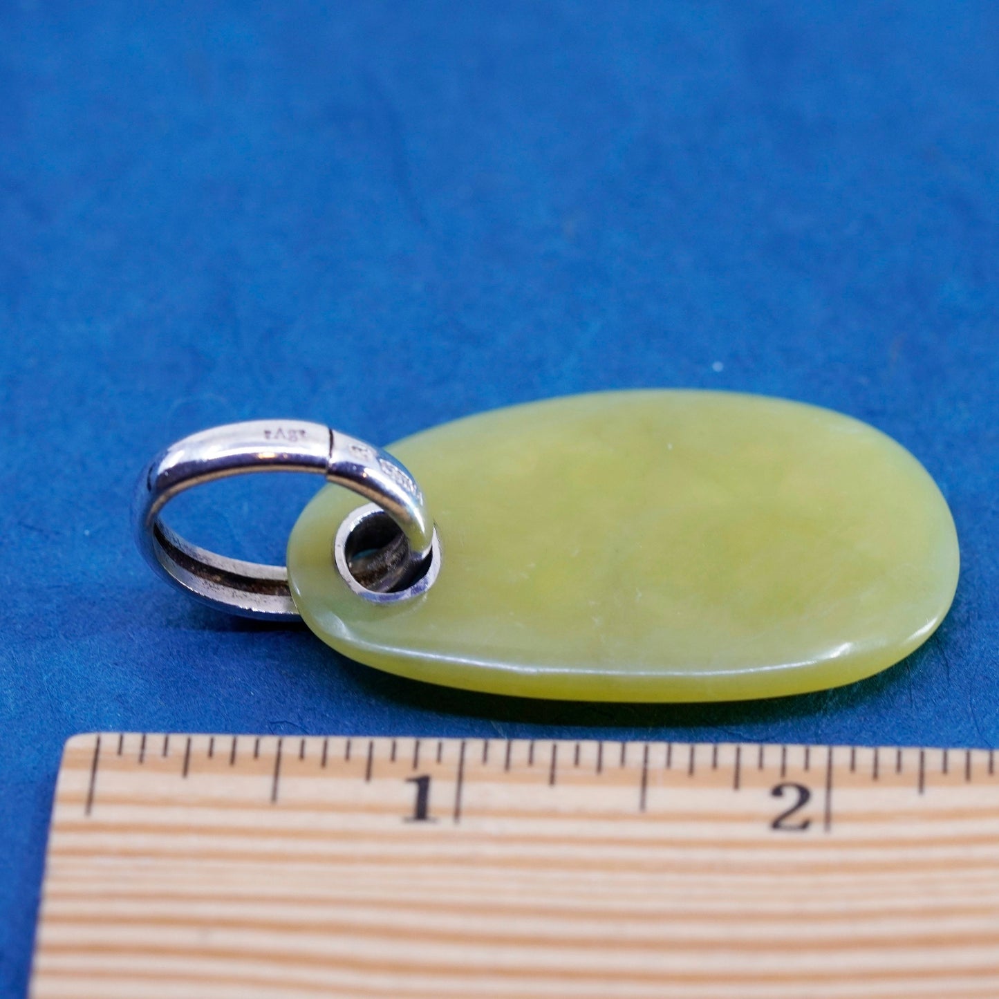 vintage RAGE Sterling silver handmade pendant, modern 925 jade disc