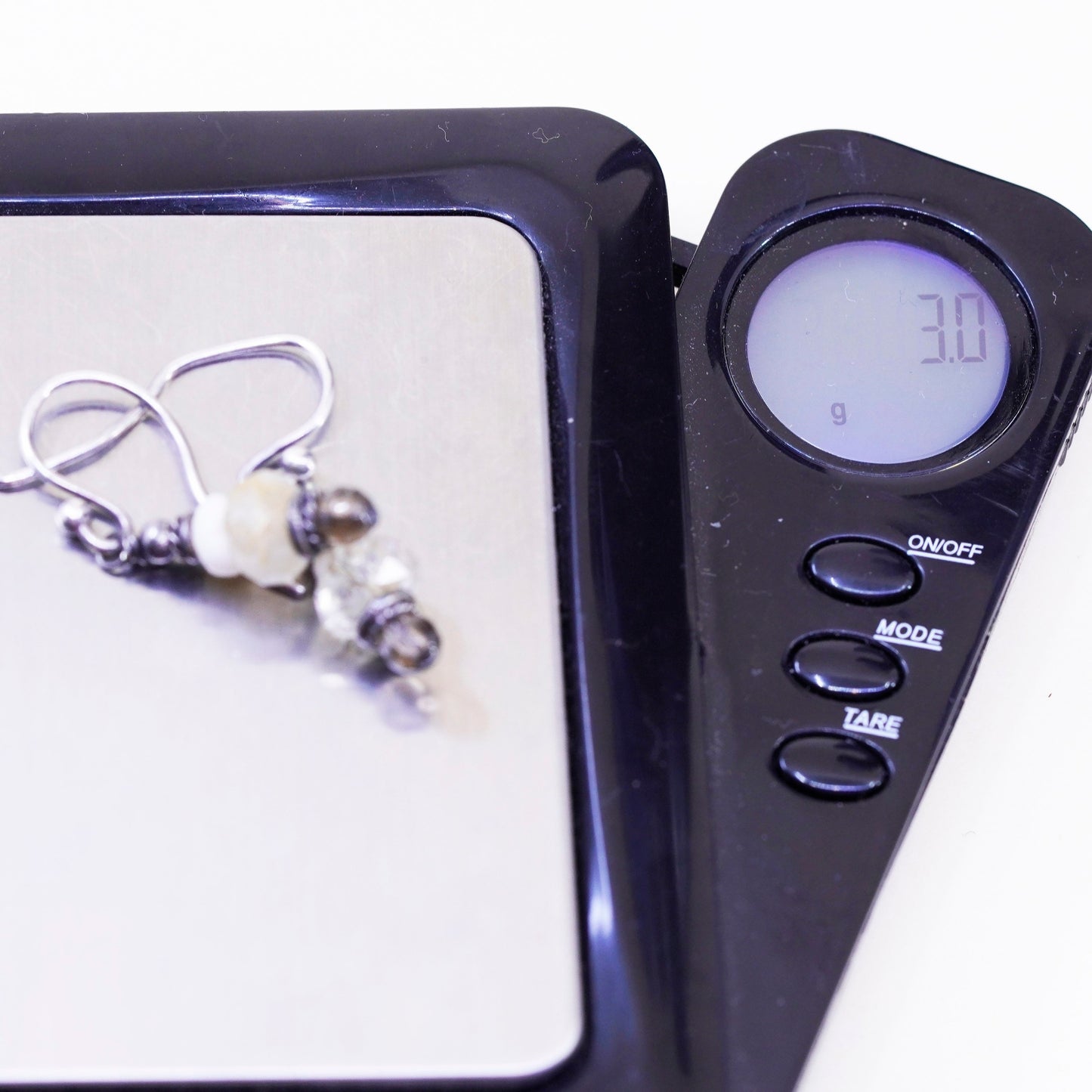 Vintage Sterling 925 silver handmade earrings with citrine beads