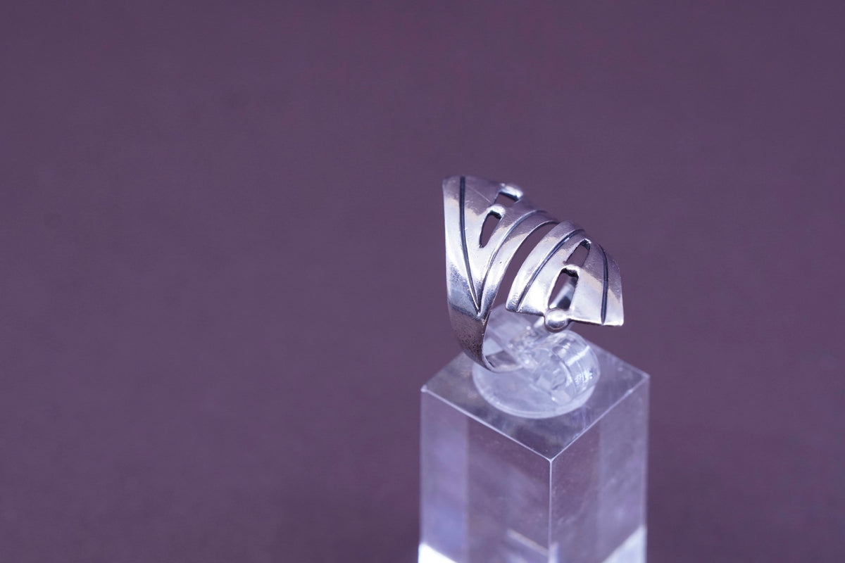 sz 8, mexico Taxco Sterling 925 silver handmade ring, EDP 925 modern wrap band