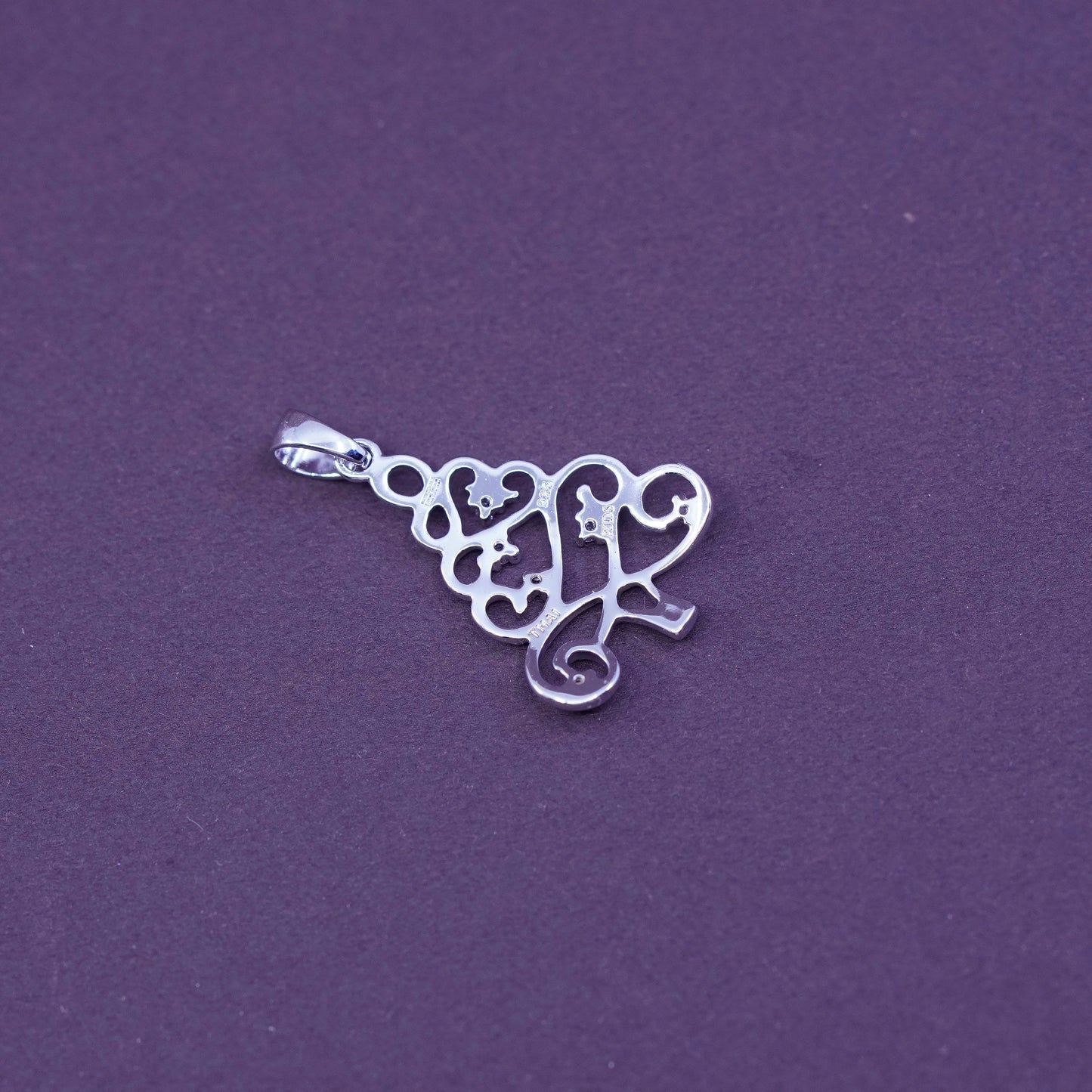 Vintage Sterling silver handmade pendant, 925 tree pendant with Cz