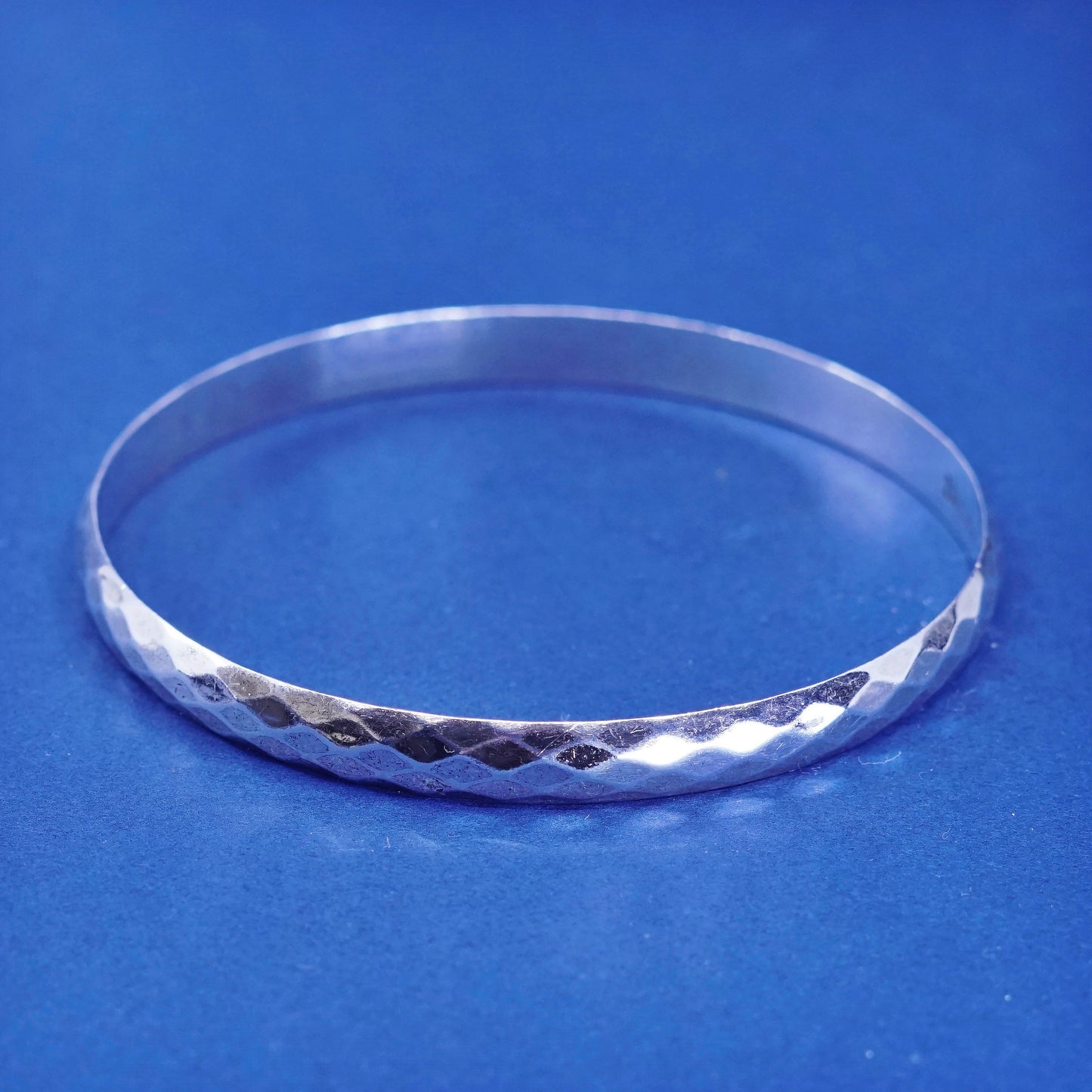 8”, vintage danecraft sterling silver handmade bracelet, solid 925 bangle