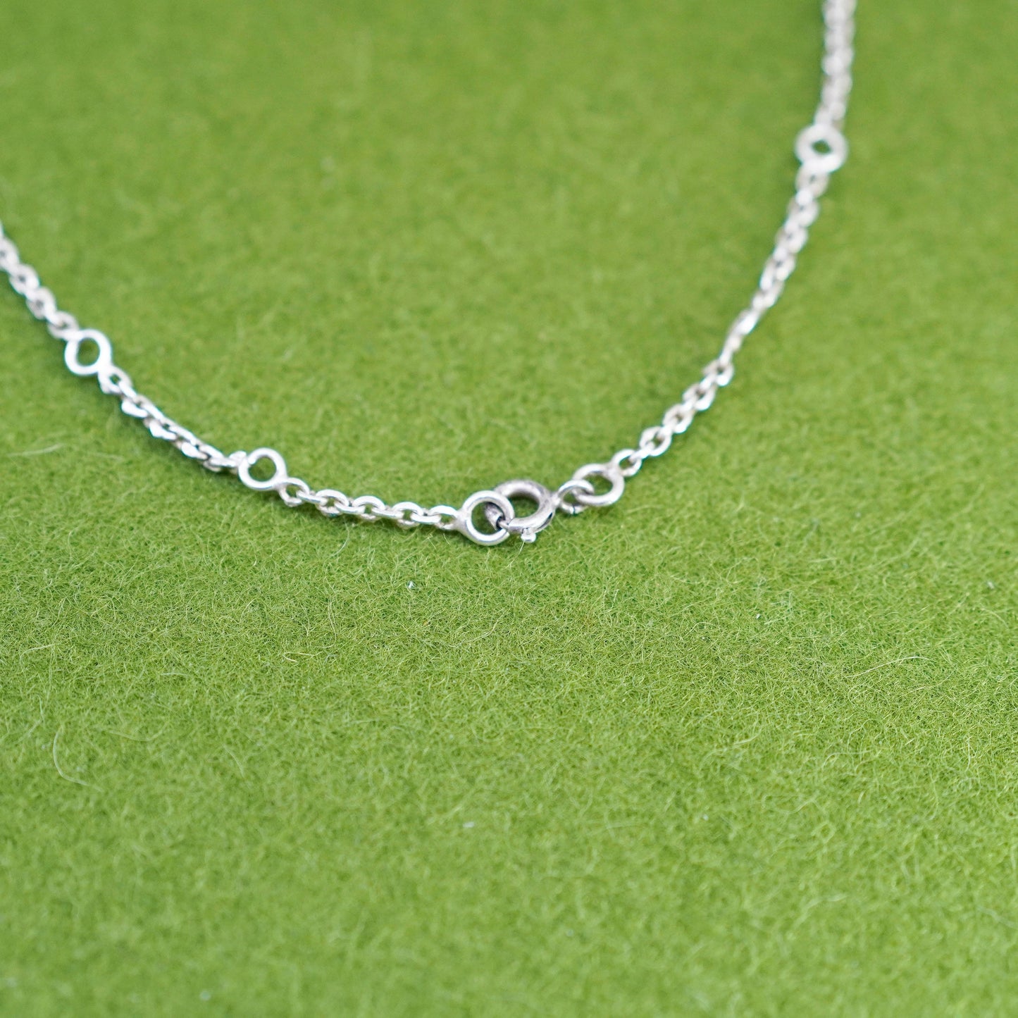 16+2”, vintage Sterling silver necklace, Italy 925 circle chain garnet pendant