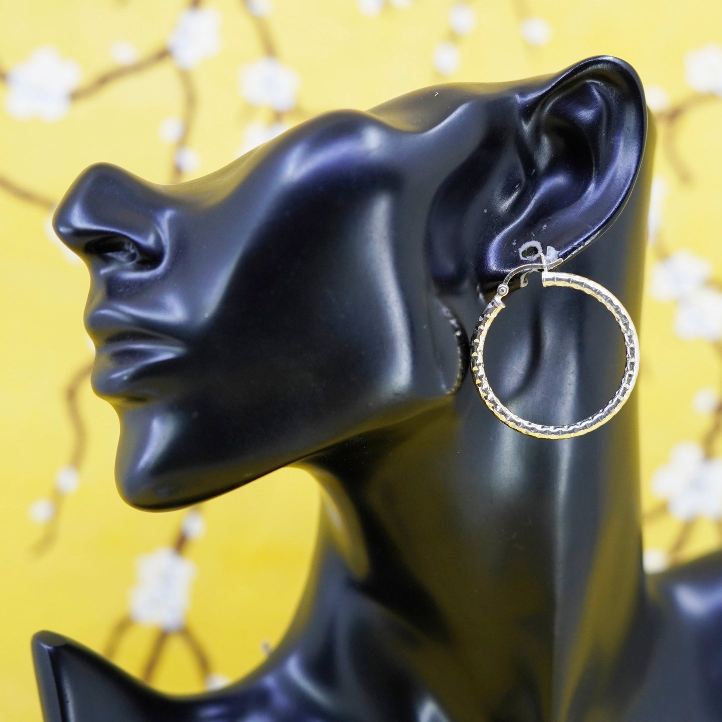 1.25”, vermeil gold over Sterling silver hoops, textured 925 huggie earrings