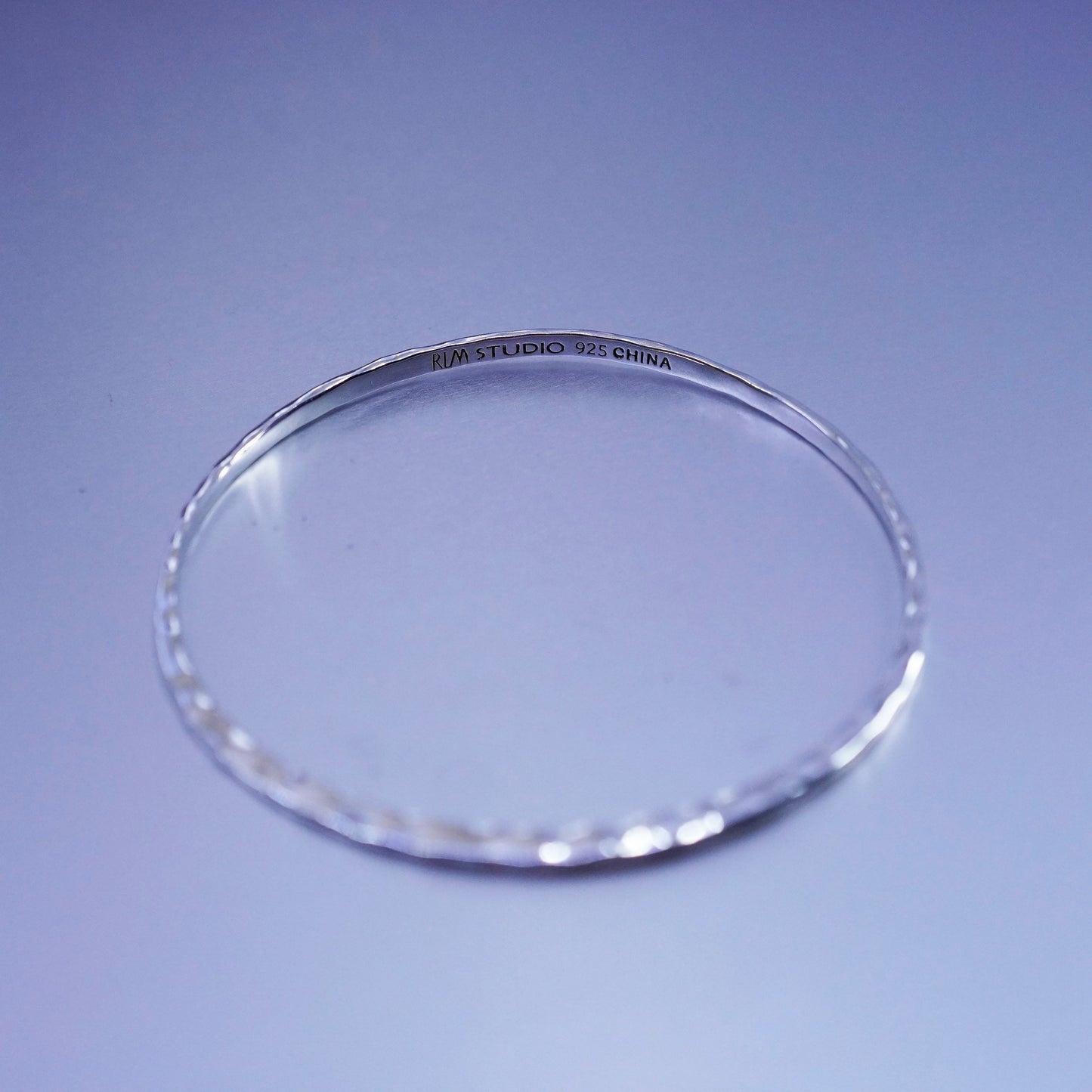 8”, RLM Robert Lee Morris Studio 925 Sterling Silver Hammered Bangle Bracelet