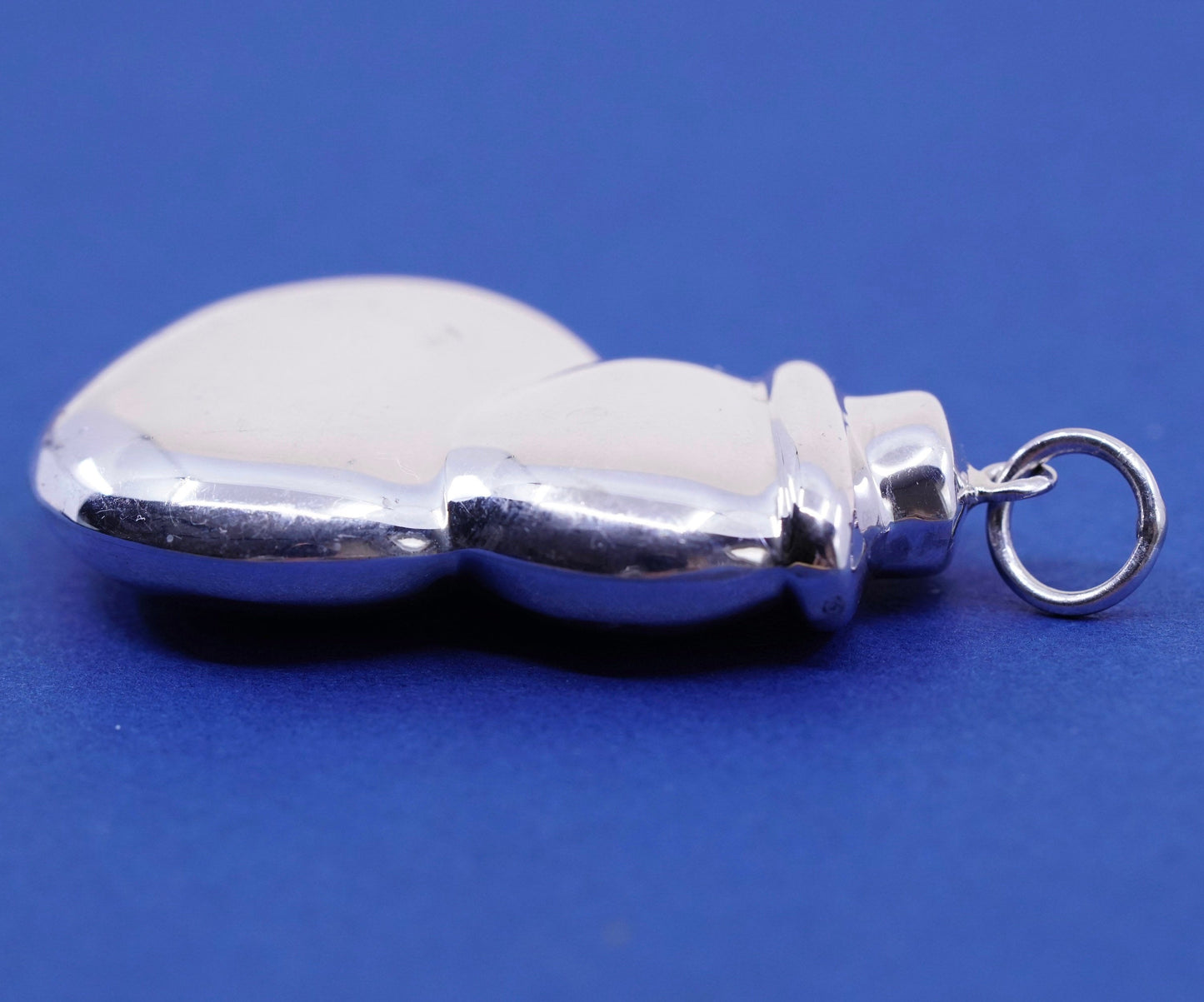 Vintage Sterling silver handmade pendant, puffy lightweight 925 snowman