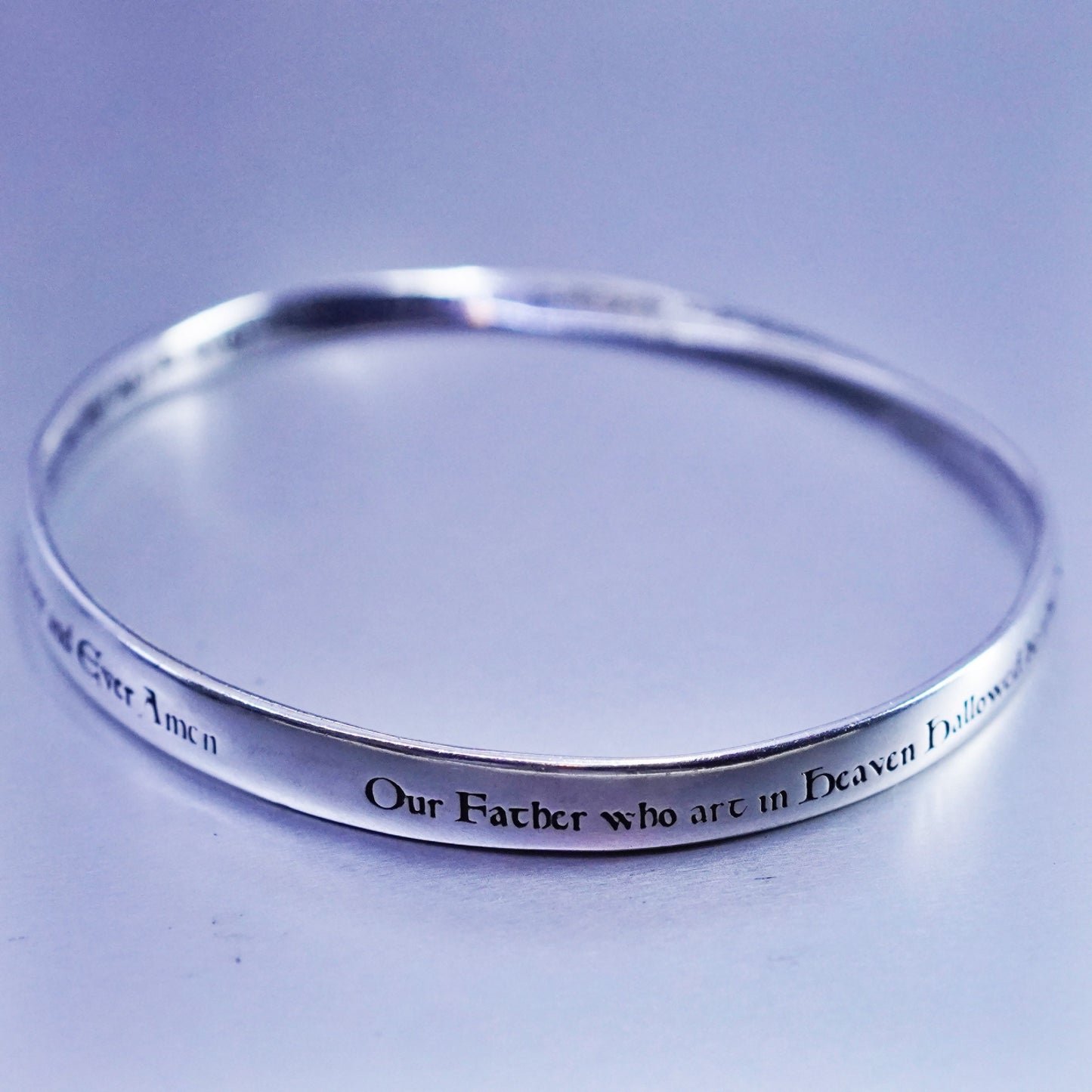 8”, DVB Sterling 925 silver bracelet, bible bangle “Our Father, art in heaven