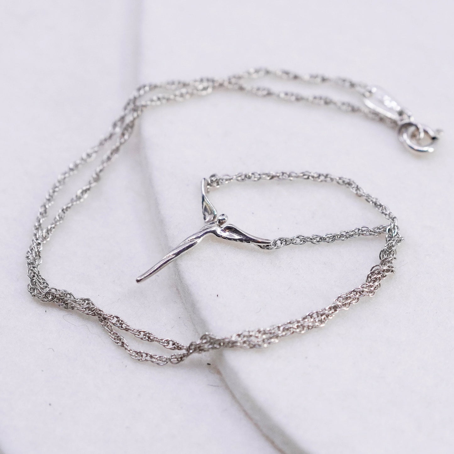 17”, Lavaggi Sterling Silver 925 Angels Of Reconciliation Necklace Cross LJD2