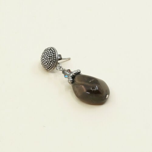 Vtg Sterling silver Handmade earrings w/ topaz Drop Details, Stamped 925