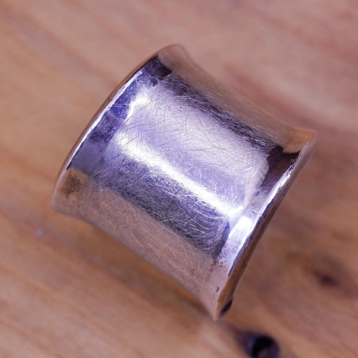 Size 6.5, Mexico Sterling silver handmade hammered ring Statement 925 wrap band