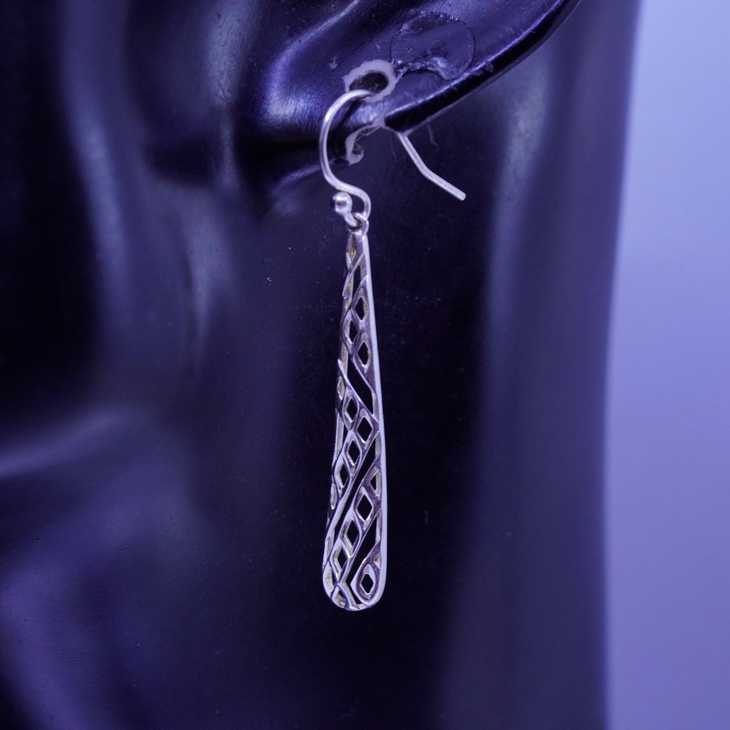 Vintage Italian Sterling 925 silver filigree teardrop earrings