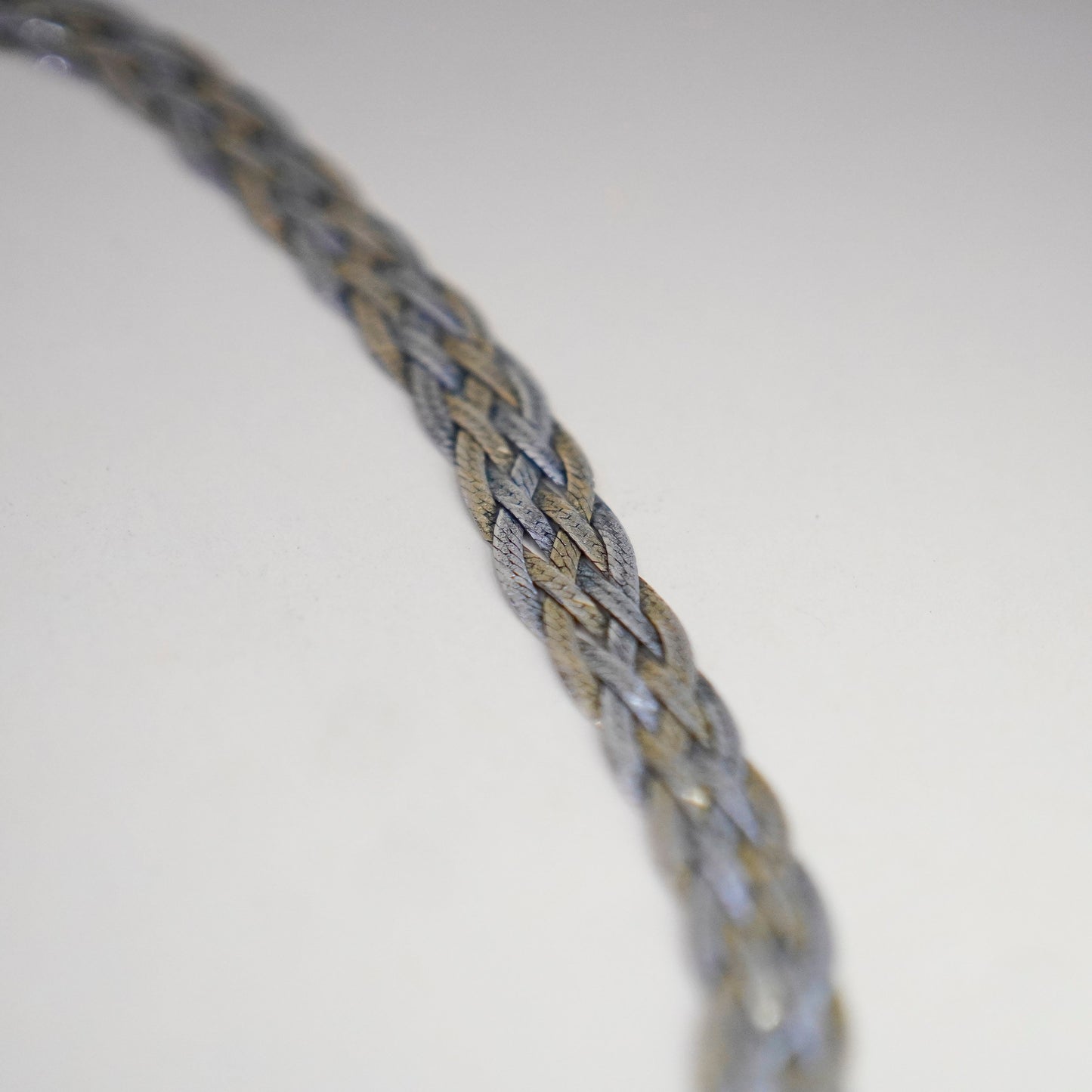 18”, triple tone sterling silver necklace, 925 woven braided herringbone chain