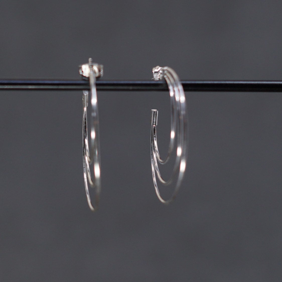 1.5", vintage Sterling silver handmade earrings, 925 hoops, huggie