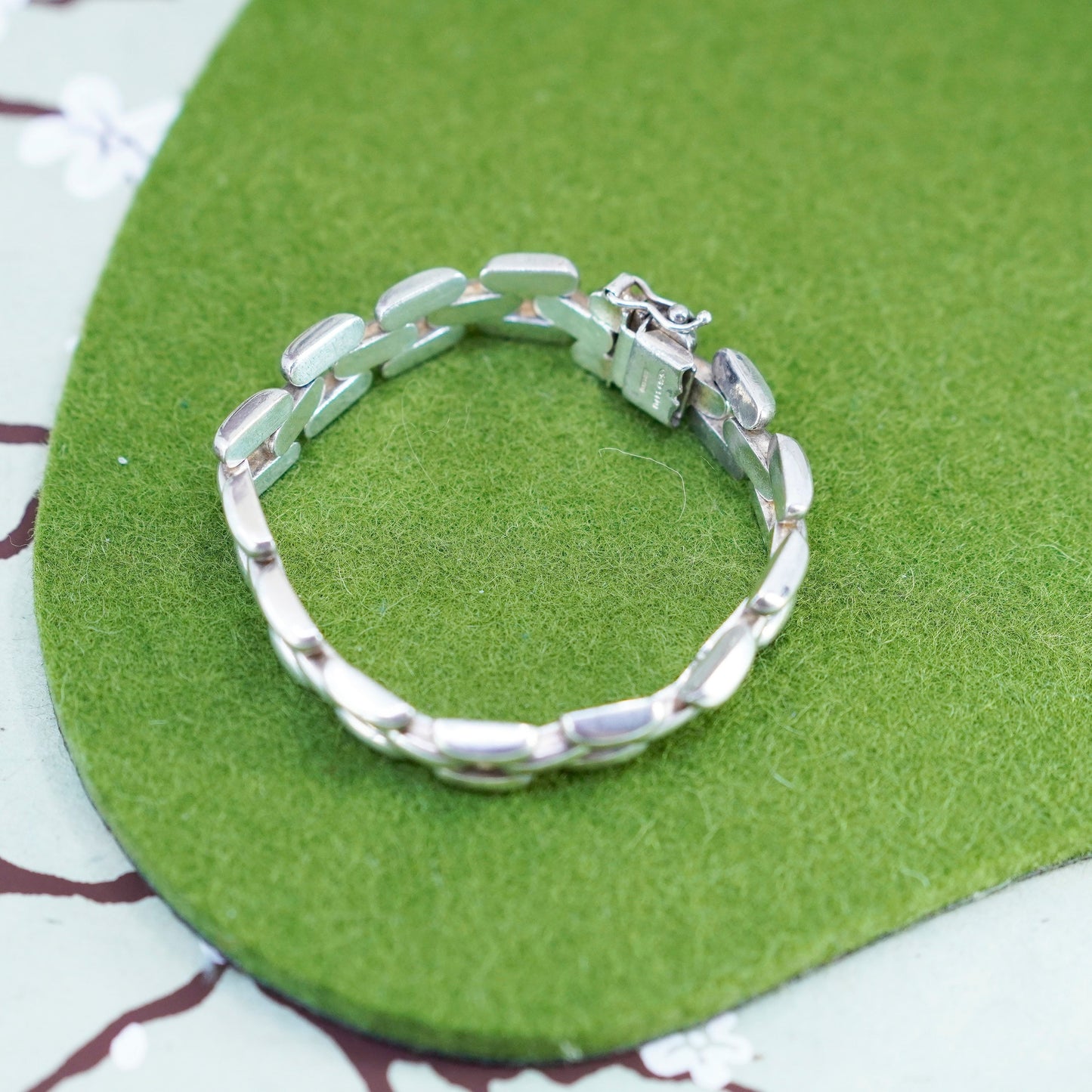 6”, 10mm, Vintage sterling 925 silver bold mens chain bracelet
