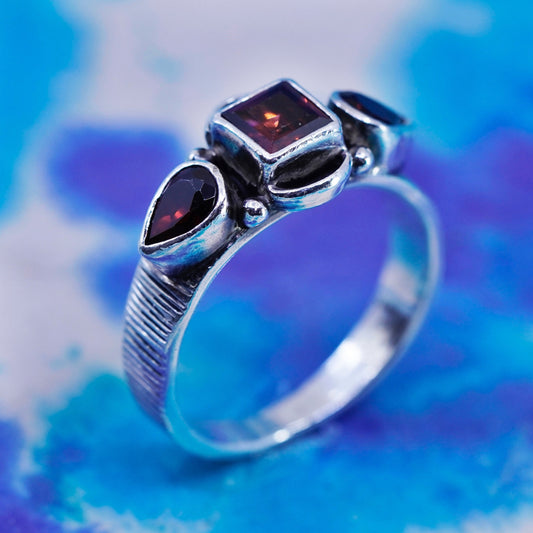 Size 8, Native American Navajo Jason Livingston Sterling 925 silver ring Ruby