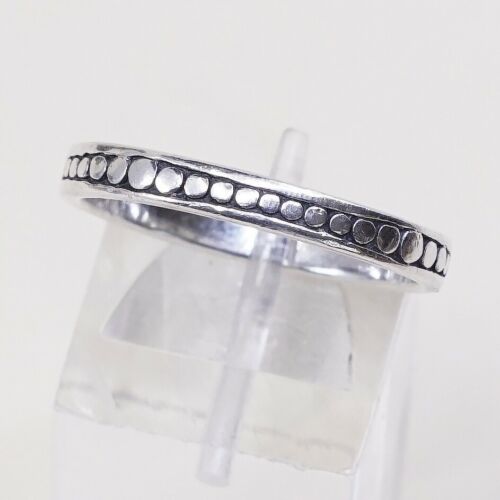 Size 8.5, Vtg stackable Sterling Silver Handmade Ring 925 Band W/ Beads