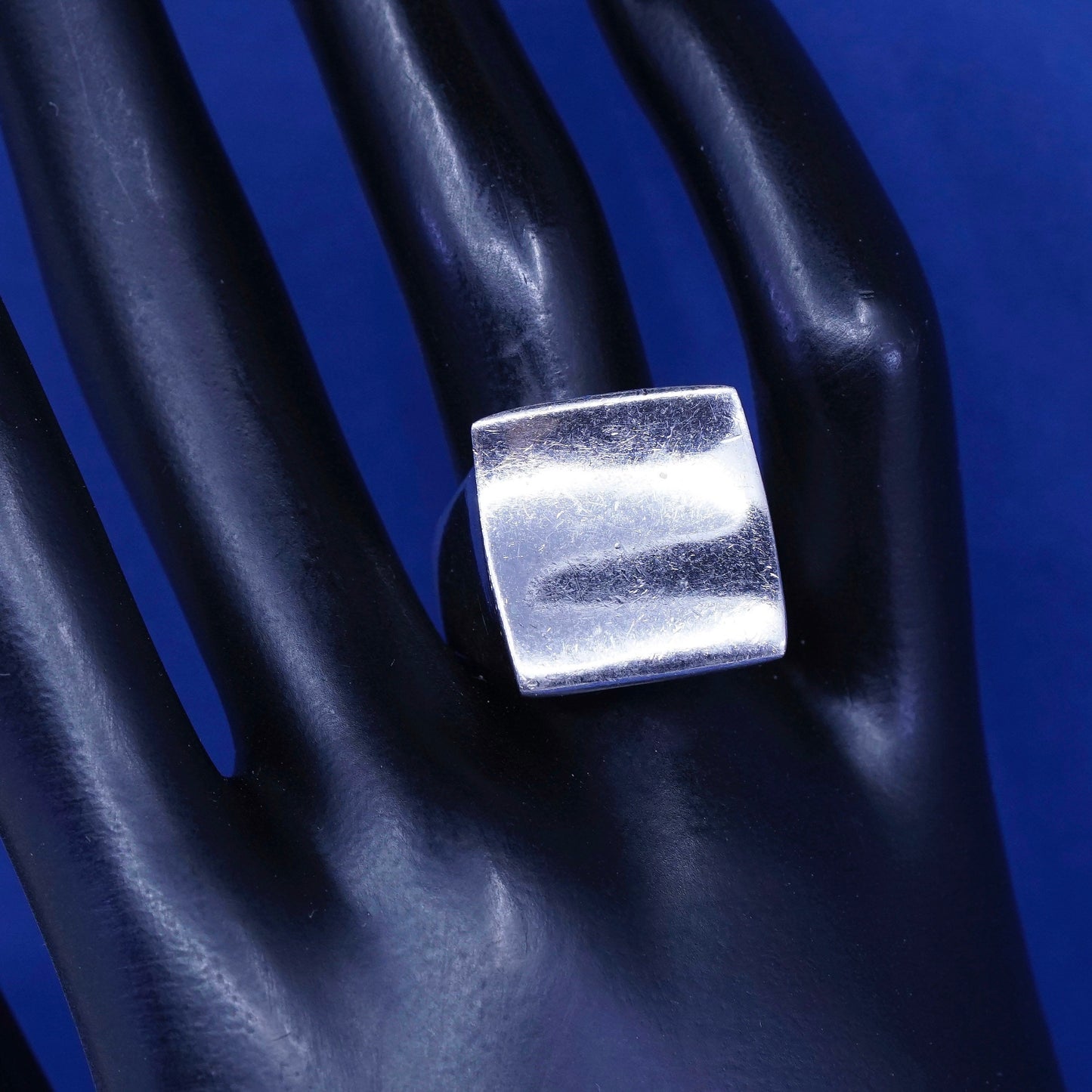 Size 8, vintage Sterling silver handmade Square ring, 925 statement ring