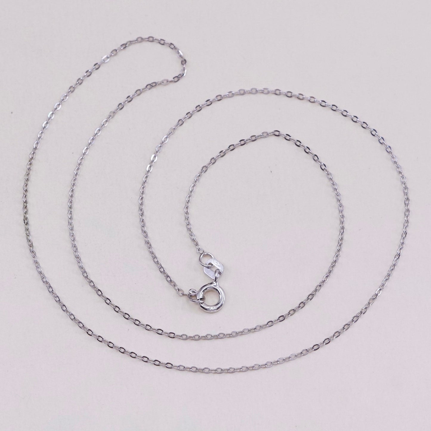 18”, 1mm, Vintage sterling silver flatten circle chain, Italy 925 necklace