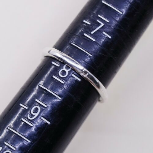 Sz 7.75, Vtg Sterling Silver Handmade Ring, 925 Silver Band W obsidian inlay