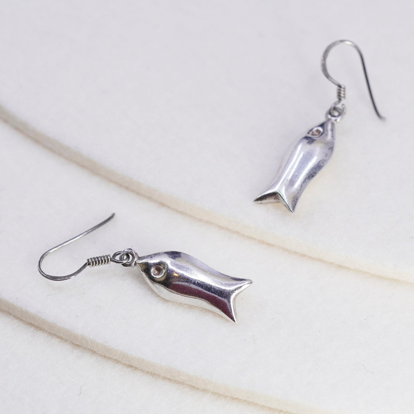 Vintage Sterling 925 silver fish earrings