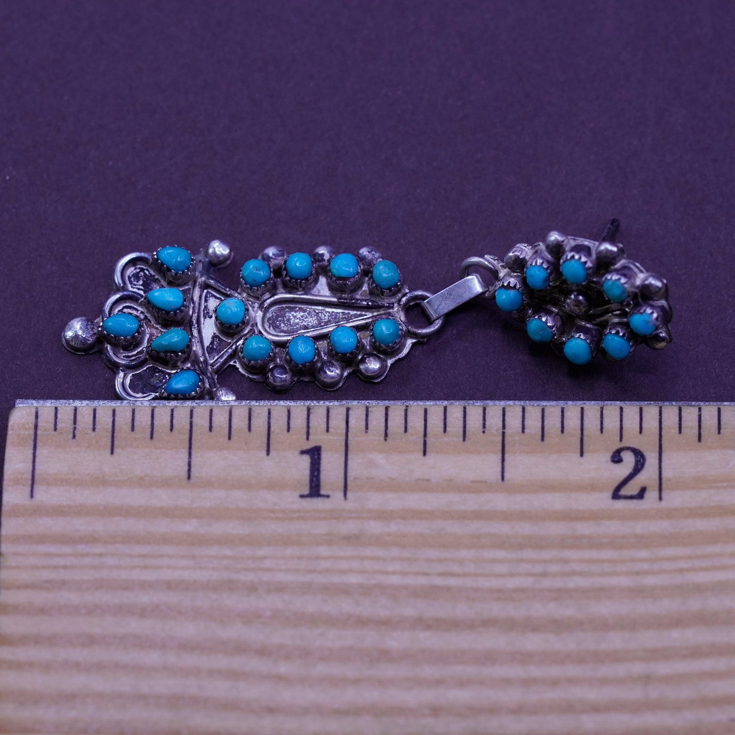 Vintage Native American Navajo Sterling 925 silver handmade earrings turquoise