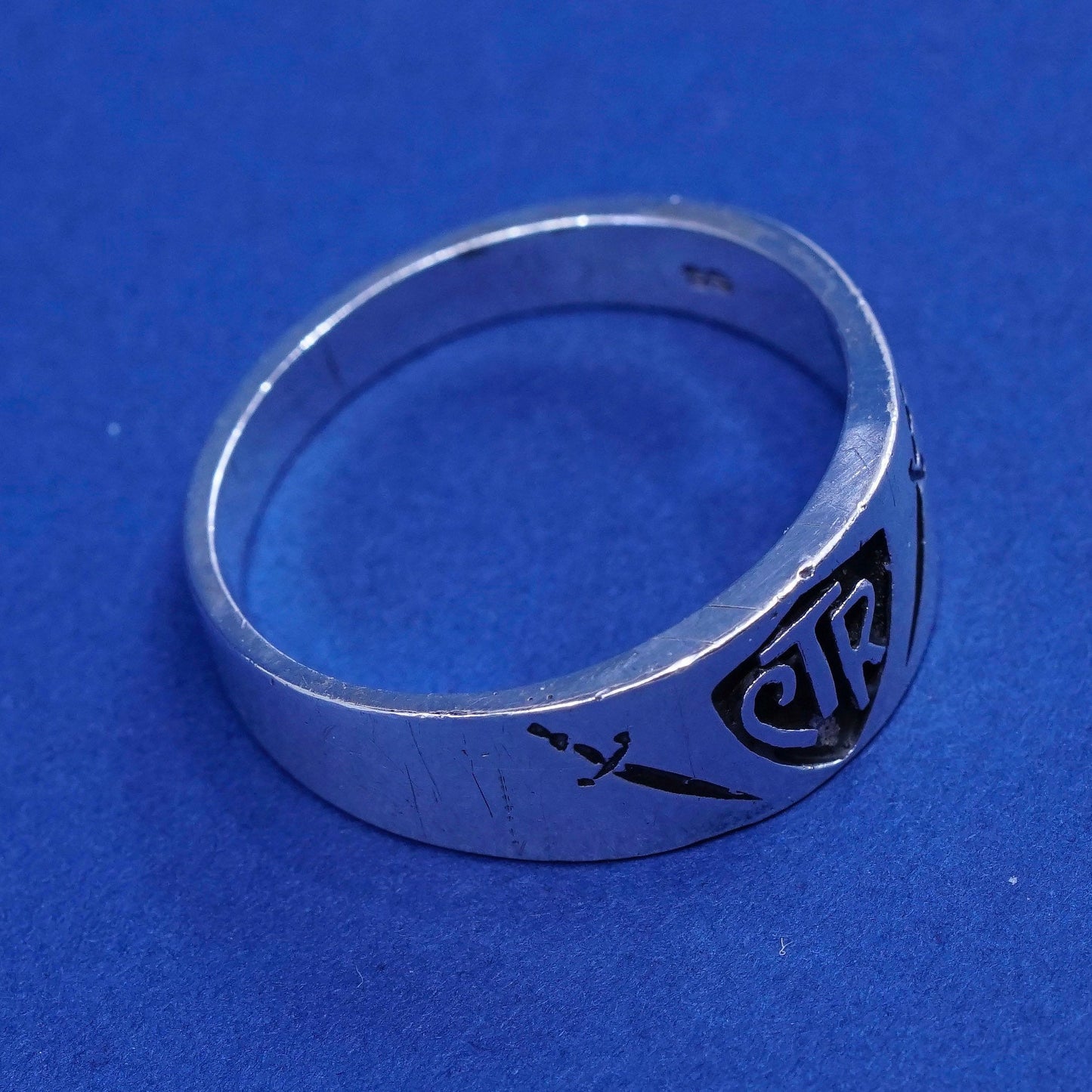 Size 10.75, vintage Sterling 925 silver handmade statement ring with CTR