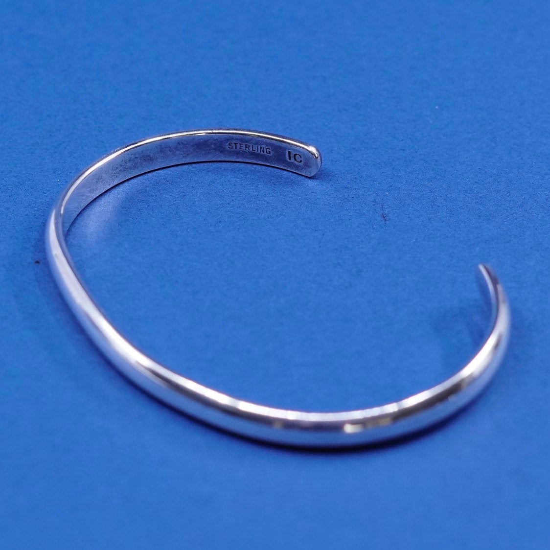 6.5", vtg sterling silver handmade bracelet, thin 925 hammered cuff