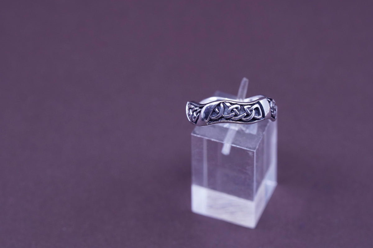 Size 8.75, vintage PCSL Sterling silver handmade ring, 925 braided woven band