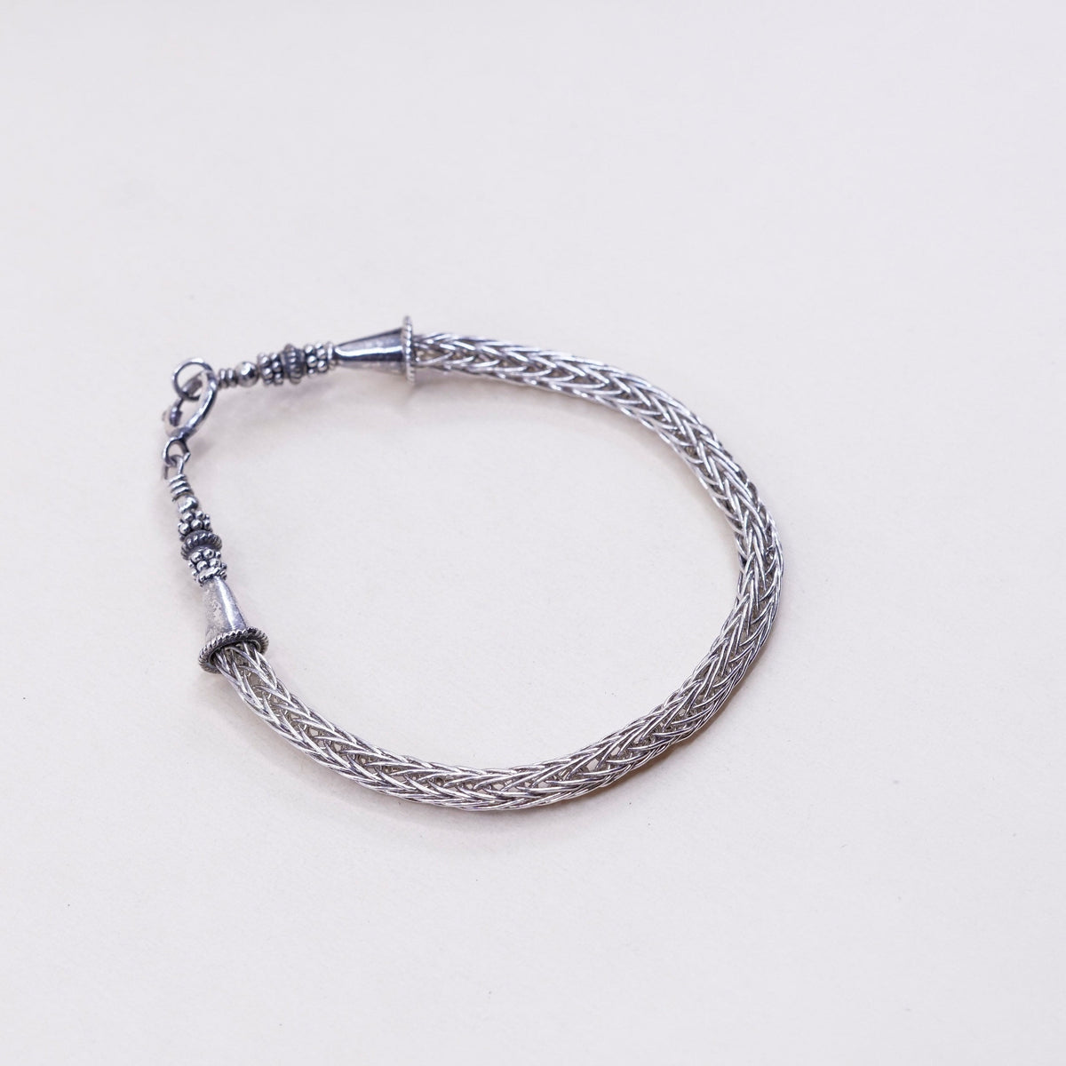 7”, 5mm, Vintage sterling silver handmade bracelet, 925 wheat chain