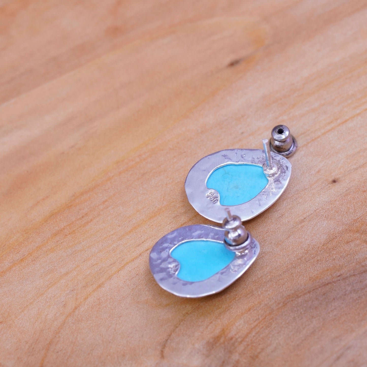 Sterling silver handmade earrings, southwestern 950 with turquoise studs