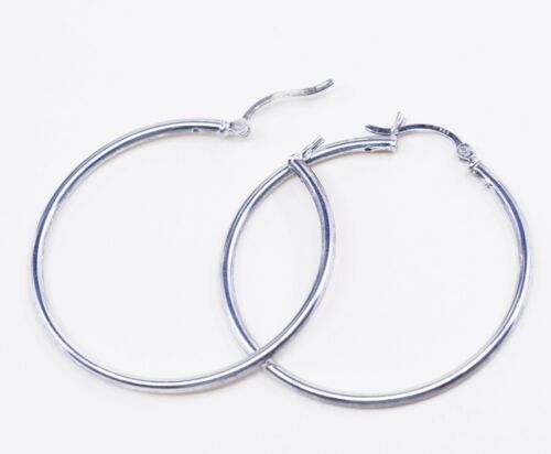 1.5” Vintage sterling silver loop earrings, fashion minimalist primitive hoops