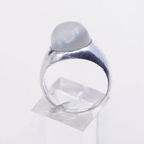 Sz 8, Sterling Silver Handmade Ring, 925 Engagement Ring W/ Matted Crystal