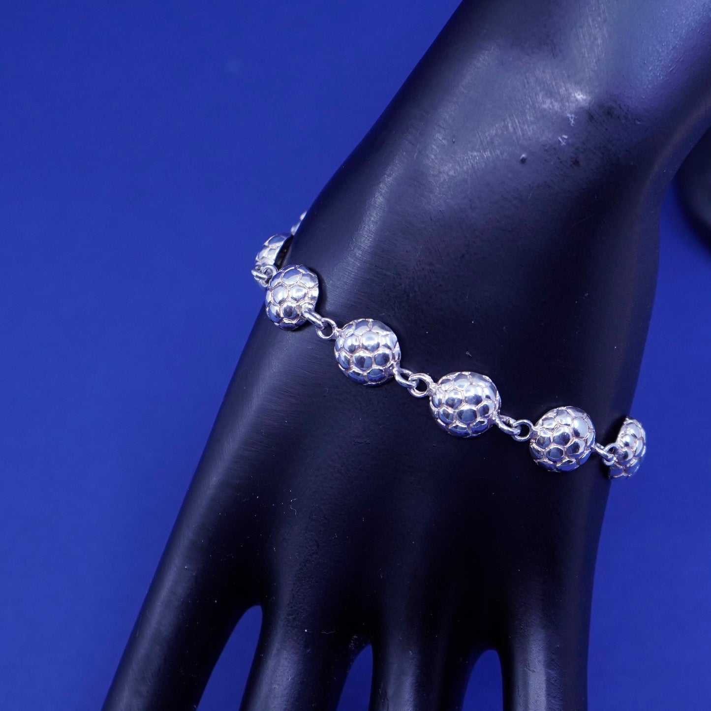 7”, vintage My Way Sterling 925 Silver Volleyball Link Bracelet