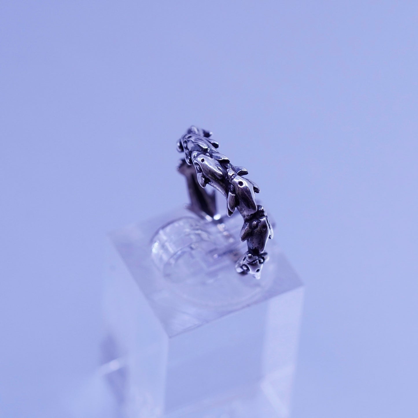 Size 6.25, vintage KBN modern Sterling 925 silver handmade dolphin ring