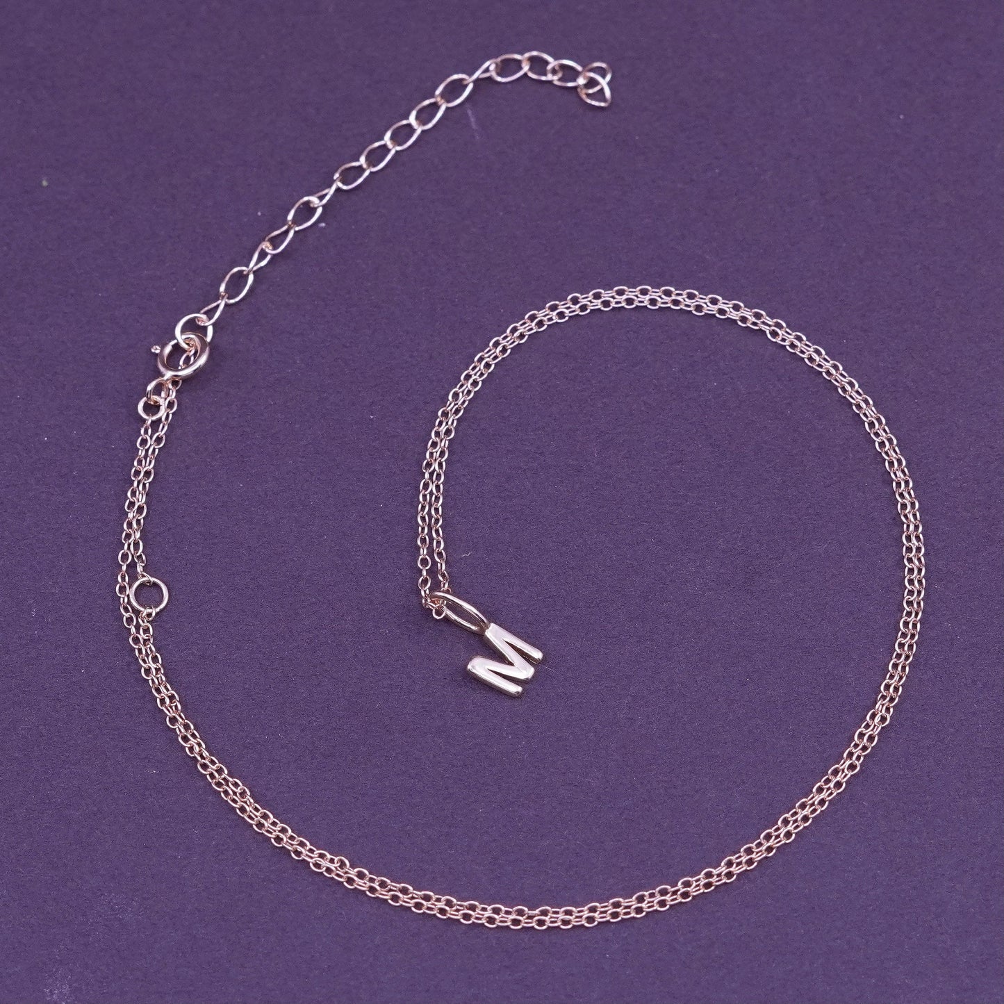 16+2”, vintage vermeil rose gold Sterling silver necklace, 925 circle chain