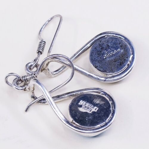 Vtg Mexico Sterling 925 silver handmade earrings, with turquoise, Stamped 925
