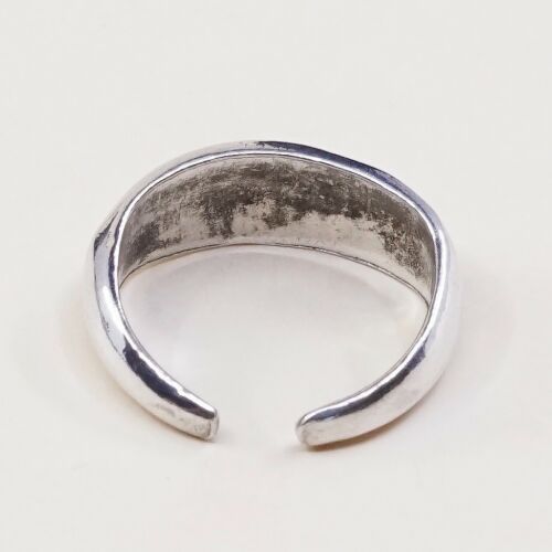 Size 4, Vtg Sterling Silver Handmade Ring w/ Enamel Flower, Stamped 925