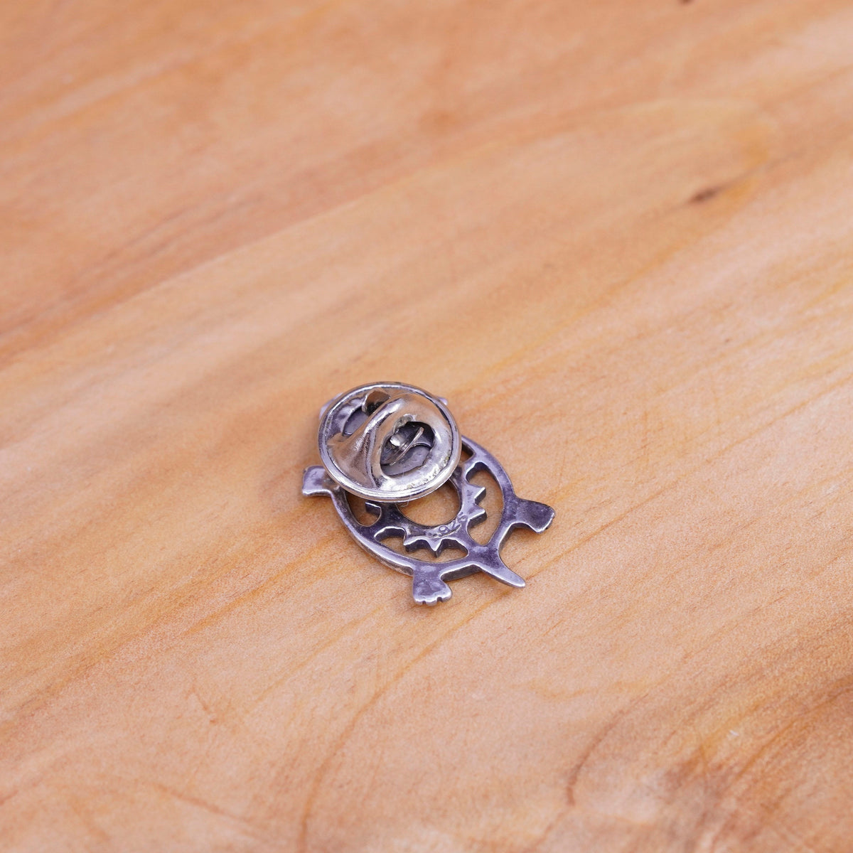 Vintage handmade sterling 925 silver turtle brooch pin