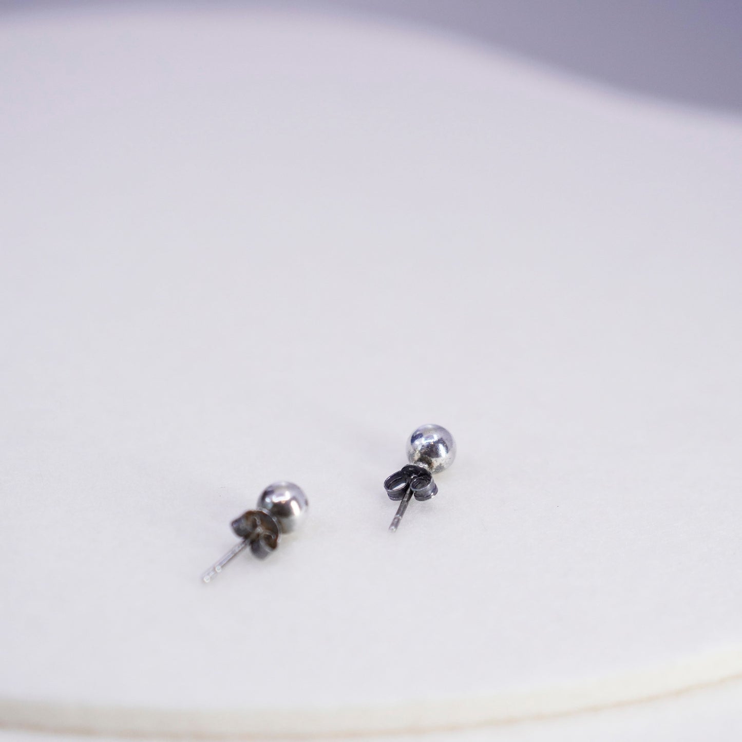 5mm, Vintage Sterling 925 silver handmade earrings, bead studs