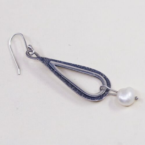 SILPADA W1388 PERFECT PEARL HAMMERED STERLING SILVER PIERCED DROP EARRINGS EVC