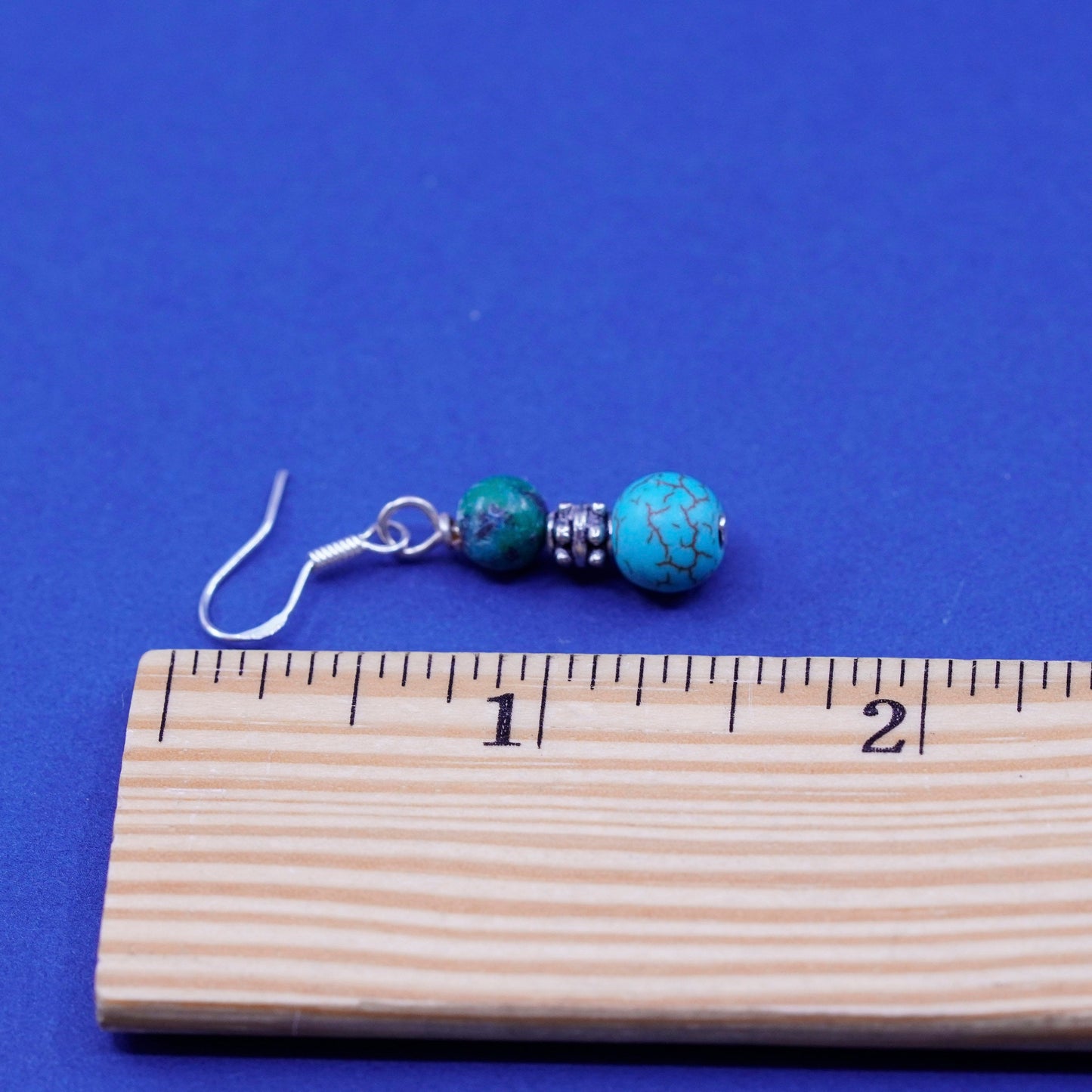 Vintage sterling 925 silver handmade earrings with turquoise beadS