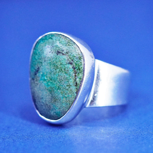 Size 7.5, Native American, southwestern Sterling silver ring Carico turquoise